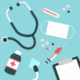 听诊器药物插画