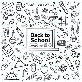 手绘学校元素背景矢量