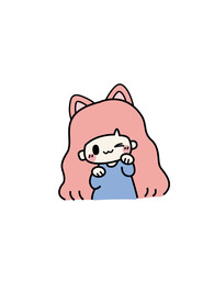 手绘简笔猫猫女孩