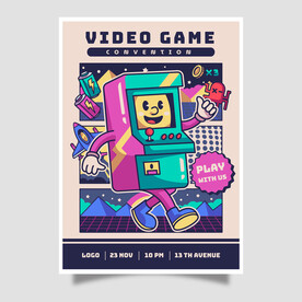 矢量卡通电玩主题海报