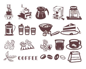 矢量咖啡元素简笔画