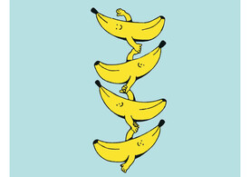 可爱卡通趣味香蕉人图案印花