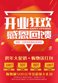 开业大吉新店开业优惠海报