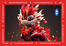 卡通红色龙年地垫