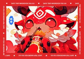 红色龙年地垫图案