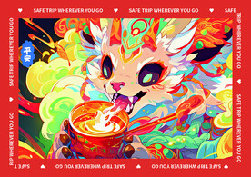 红色国潮龙年地垫图案