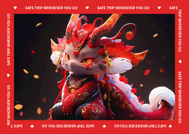 红色卡通龙地垫