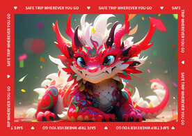 红色卡通龙地垫