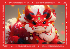 红色卡通龙地垫