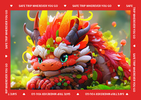 可爱卡通龙地垫图案