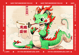 红色龙年地垫图案