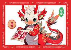 红色龙年地垫图案