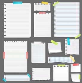 不同尺寸和形状的逼真空白纸片