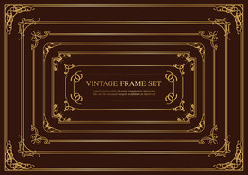 金色矩形复古框架