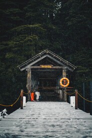 雪天中的木桥景观