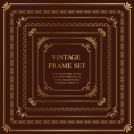 金色方形复古框架