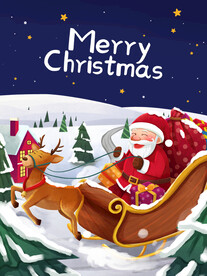 圣诞节老人雪橇麋鹿