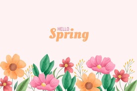 春天的水彩花卉背景