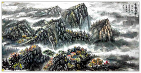 大美秦岭山水国画 