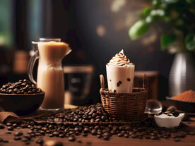 体验咖啡豆的香气高清摄影