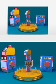 1周年建模海报C4D立体数字