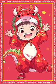 红色龙宝宝地垫图案