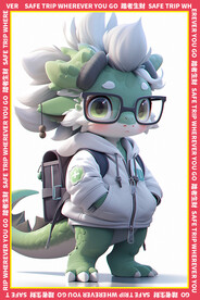 绿色3d卡通龙地垫图案