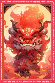 大气红色的龙年地垫图案