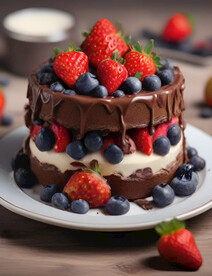 巧克力水果蛋糕高清摄影图片