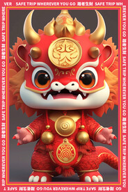 红色卡通龙地垫