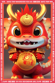 简约红色卡通龙地垫