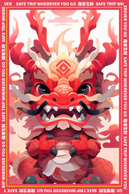 红色地垫卡通龙