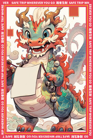 绿色龙年地垫图案 