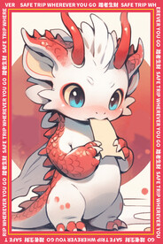 简约红色卡通龙地垫