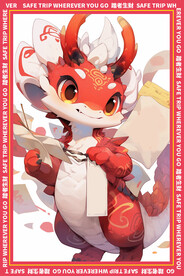 红色卡通龙地垫