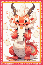 红色卡通龙地垫