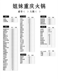 火锅菜单