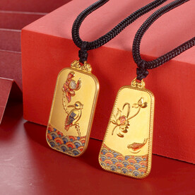 高清足金黄金吊坠