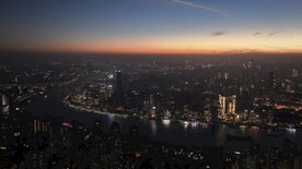 上海城市建筑金融晚霞航拍