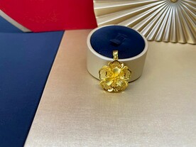 黄金足金花形拉丝镂空纯金项链
