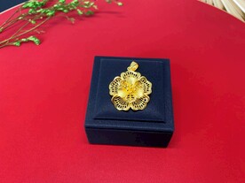 黄金足金花形拉丝镂空纯金项链