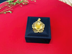 黄金足金花形拉丝镂空纯金项链