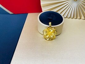 黄金足金花形拉丝镂空纯金项链