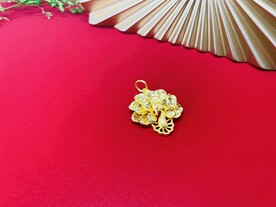 黄金足金孔雀开屏纯金吊坠首饰