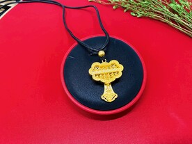黄金足金如意算盘纯金吊坠首饰