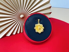 黄金足金向日葵花形吊坠