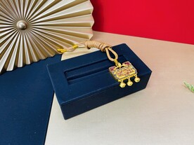 黄金足金烧蓝平安锁铃铛纯金项链