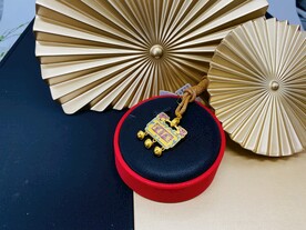 黄金足金烧蓝平安锁铃铛纯金项链