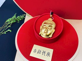 黄金足金佛像佛头吊坠首饰