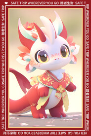 红白色龙地垫图案